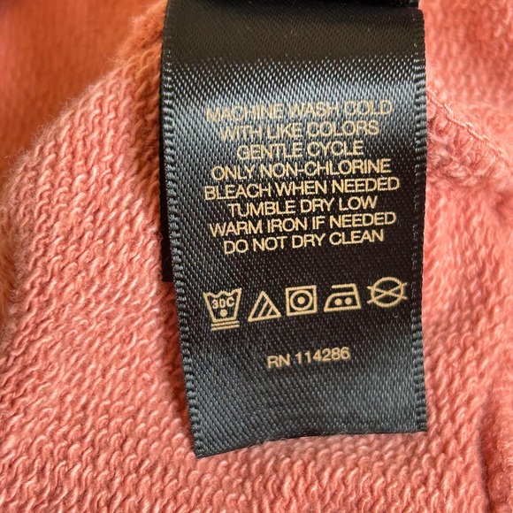 Frye Rose Size L Pink Embroidered Cotton Terry Crop Sweatshirt Boho Western Cozy - Picture 10 of 12